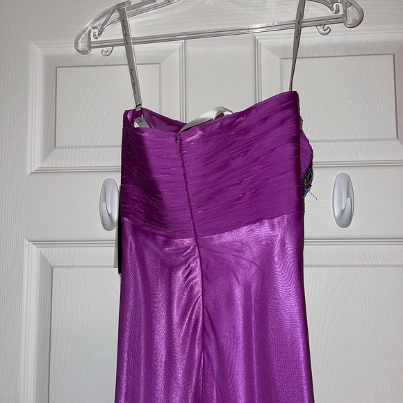 Purple Strapless Beaded Floor Length Dress - Picture 8 of 8